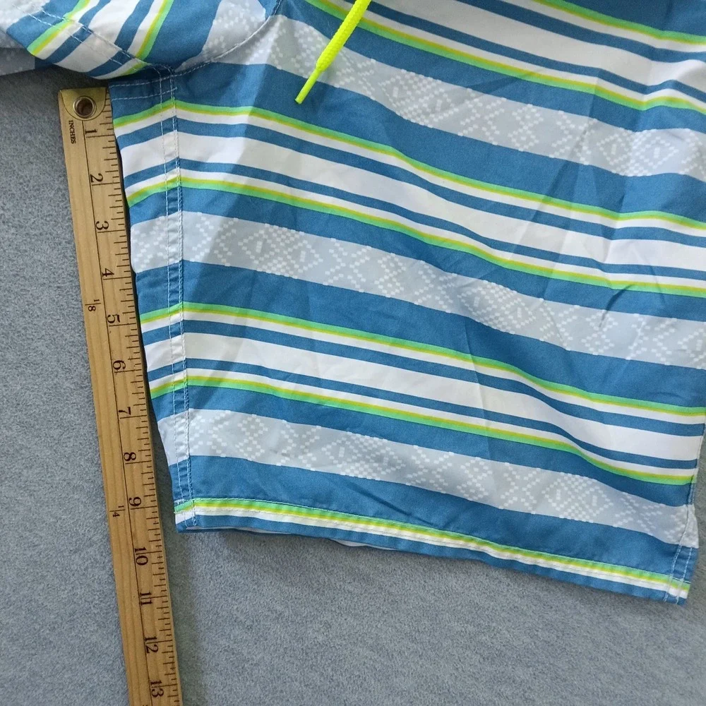 American Eagle Outfitters Blue Striped Board Shorts Mens Large Neon Drawstring